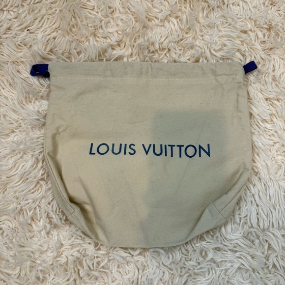 Louis Vuitton Drawstring Dust Bag cotton 10” x 7.5” blue on beige - Picture 1 of 4